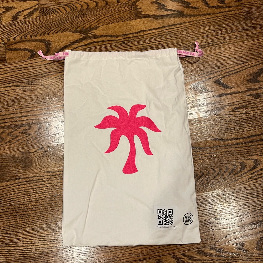 Pink Palm Puff Drawstring Bag 18”